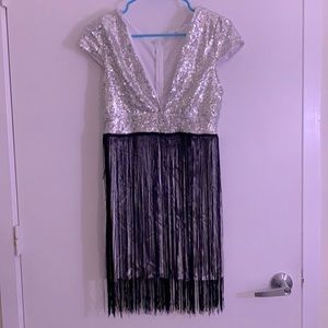 Sequin Black Fringe Flapper Halloween Costume New Without Tags